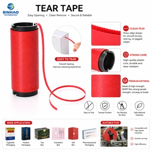 Custom Red Wave Tear Tape BOPP Easy Open Pull Tape For Cigarette Cosmetic Tea Box And Gift Packaging
