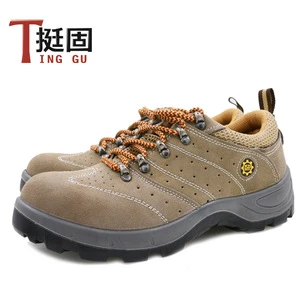 Wholesale Hot Sale Industrial Sheared Cowhide Steel Toe Safety Work Shoes for Men Anti Smash Protection PU Factory Spring