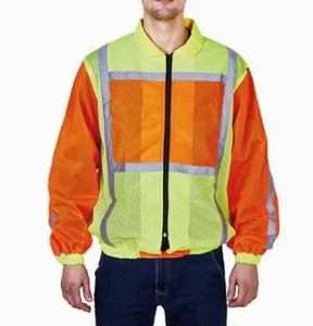 Custom Logo Workwear Reflective Safety Jacket with Long Sleeves Yellow & Orange for Running