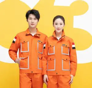 Unisex Polyester-Cotton Safety WorkWear with Big Pockets for Workers Safety Spring Autumn Long Sleeves Zipper Safety Clothing