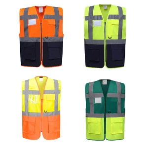 EU Class 2 Tricot Mesh D Ring Hi Vis Windproof Safety Vest Customized Logo Customized Color Multi-Pocket