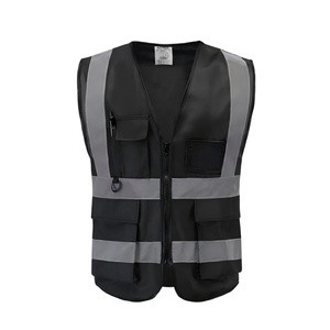 Multi-Pocket Breathable Reflective Safety Vest Polyester Hi-Vis Work Vest With Custom Logo For Construction & Road Work