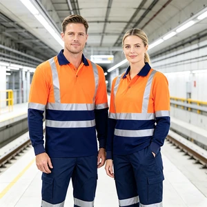 Custom Construction Hi Vis Fire Retardant Safety Fr Clothing Wholesale Mining Workwear High Visibility Fr Reflective Work Shirts