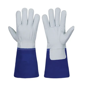 Welding gloves with long sleeve coverage for added safety from sparks flames and molten metal in industrial work
