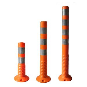 Foldable TPU Traffic Delineator Post Warning Stake High Visibility Reflective Orange Road Sign Post for Work Zone Safety