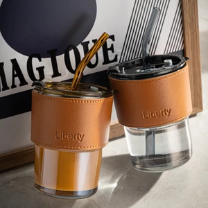 Hot Cup Sleeves Glass Bamboo Shape Cup Sleeve Office Water Bottle Case Protective Cover Cup Sleeves for Cold Drinks
