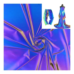 Colorful Durable Fluorescent 100% Polyester 4 Way Stretch Spandex Textile High Visibility Reflective Fabric for Fashion Clothing