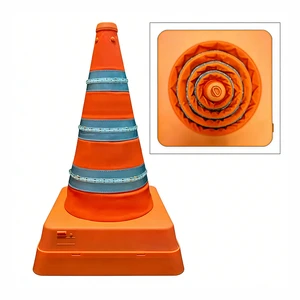 Manufacture Product Top Selling 90cm Safety Traffic Collapsible Cone with Flashing Light