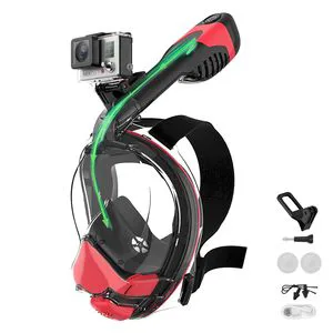 Snorkeling Set Gear With Detachable Camera Mount Safe Breathing Electric Full Face Snorkel Mask Adult With Latest Dry Top System