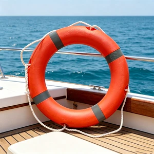 Factory Supply Boxu Marine Life Buoy for Water Rescue Safety 680/720mm Diameter Polyethylene High-Density Foam Filled Nylon Rope