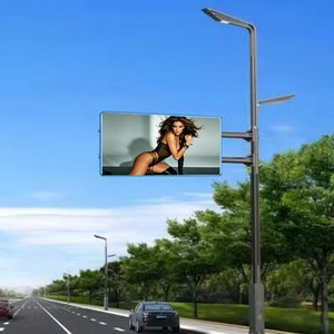 Intelligent Iron Square Pole Street Lights Smart Display Screen Traffic Signal Light Integrated Charging Road Lamp Dual-Arm High