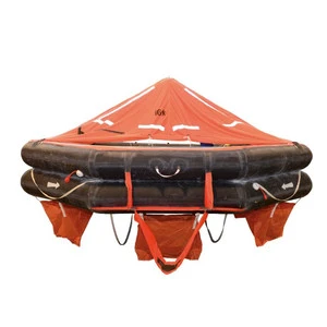 Sea Ship Davit-Launched Inflatable 10 Person SOLAS Standard Orange Neoprene Life Raft