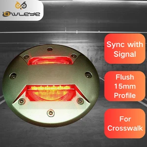 OWLEYE Traffic Light Synchronized Aluminum IP68 LED Road Stud 145x59mm Low Profile 800m Visual Distance 40T Load Capacity
