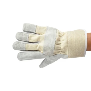 High Quality Siweian Split Gray Leather Custom Logo White Long Welding Mechanic Gloves Fireproof Heat Resistant Latex Coating