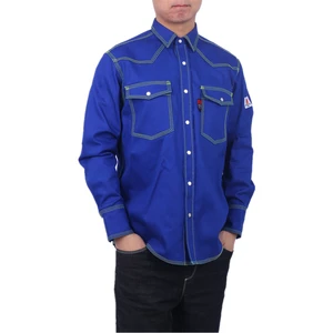 FR HRC2 NFPA2112 Casual Fashion Flame-Retardant Jeans Shirt Anti-Acid Anti-Alkali For Computer Workers Welders Factory Staff