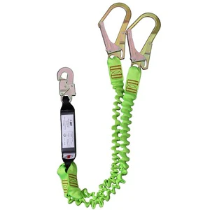 Hot Sale Fall Climbing protection Industrial Working Elastic Absorbing Lifting Double Safety Lanyards Belt with Double Big Hook