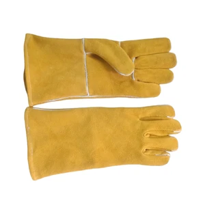 Premium Cow Split Leather & Cotton Welding Gloves with High Temperature Protection Anti-Slip Abrasion Resistant 10 Inch