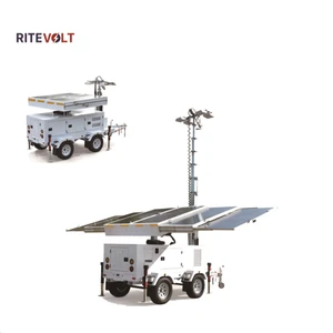 RITEVOLT RST-6P Mobile Foldable Solar Street Tower System IP67 Telescopic Mast Monocrystalline Silicon Panels 6x100W LED Lights