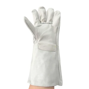 OEM ZHEDA Textured Durable 14 Inch Head Layer Gloves (fireproof Thread) Welding Gloves Comfort Heat Resistance White Work