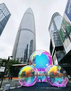 Outdoor Large Activities Commercial Decoration PVC Floating Sphere Transparent Reflective Inflatable Mirror Balloon