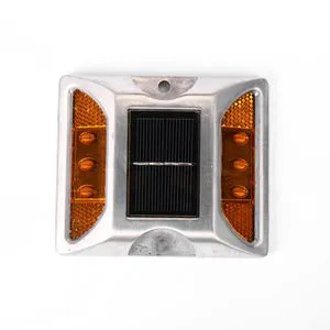 High Quality Reflective Aluminium Spike Powered Permanent Path Safety Cat Eyes Markers Flashing Solar Road Studs 6-LED IP68