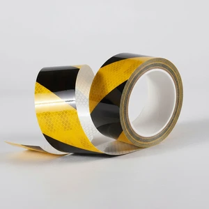 Yellow Black Acrylic Single Sided PVC Waterproof High Adhesive Reflective Adhesive Stickers High Visibility Shining Strips