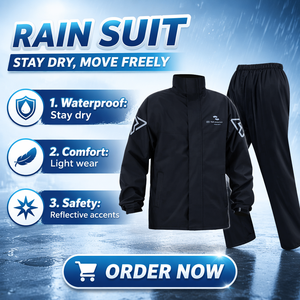 Reflective Motorcycle Raincoat Suit Waterproof Jacket Pants Set Men Women Night Riding Rain Gear PFAS-Free EU Compliant Outdoor