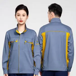 Long Sleeves Summer Colorful Strips Safety Clothing for Workers Cotton-polyester Zipper Unisex Safety Work Wear Suits