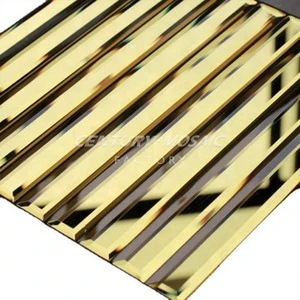 Centurymosaic Five Face Strip Gold Silver Mirror Convexity Beveled Edge Mirror Glass Mosaic Tile