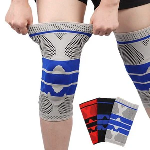 Silicone Padded Knee Sleeve Spring Support Knee Brace Sports Fitness Basketball Meniscus Patella Protection Knee Protector