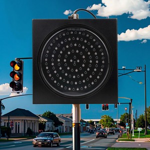 300mm Solar Powered LED Traffic Light Yellow Flashing Warning Signal