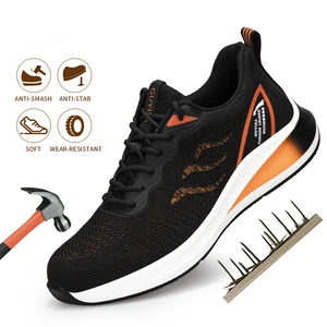Men's Comfortable Light Labor protection Shoes Men Steel Toe Cap Anti Impact Anti Puncture Safety Work Shoes Protective Shoes