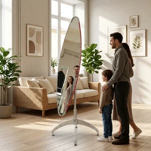 Customized Stainless Steel Frame Irregular Wave Surfboard Mirror Luxury Funky Bauhaus Style Wavy Body Mirror For Home Decor