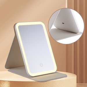 Customized Portable Flat LED Makeup Mirror Desktop Folding Tabletop Touch-up Mirror Factory Direct Sale
