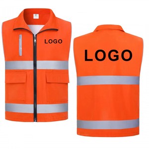 Custom Utility Vest Work Wear Roadway Engineer Mesh Safety Cargo Work Uniform Vests for Men Multi Pocket Customized Logo