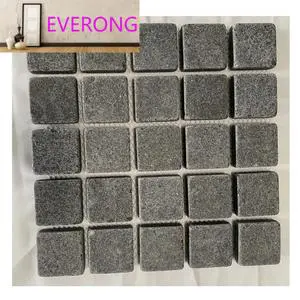 Granite Cobbles Driveway Paver with Mesh Flamed Surface Cut-to-Size Premium Quality for Outdoor Living