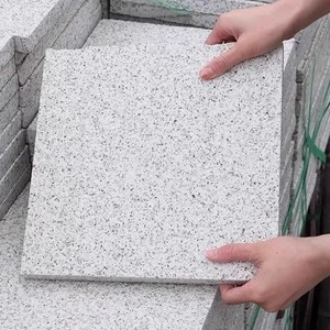 Polished Natural Granite Fire Slab Paving Stone in Sesame Gray White Black-Dry Hanging Square Sidewalk Curb Stone