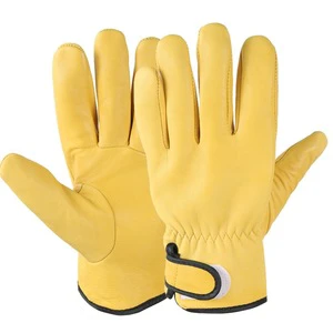 Golden Yellow Sheepskin Heat-Resistant Anti-Slip Welding Gloves for Argon Arc Mechanical Maintenance Labor Protection