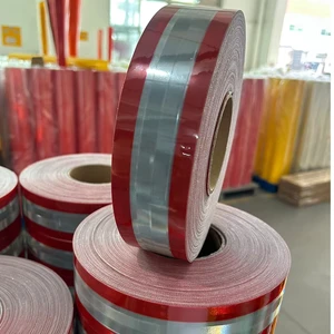 Red White PVC Diamond Grade Printable Reflective Sheet Aluminized Waterproof Safety Clothing Warning Strip Reflective Fabric