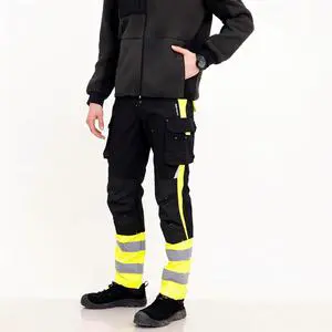Best Price KT0918 Breathable Cargo Work Pants Mens Polyester Cotton Black Work Pants With Reflective Strips