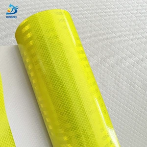 Fluorescent Yellow Non-Adhesive Reflective Vinyl PVC Banner Fabric Traffic Cone Material High Visibility Reflective Sheeting for