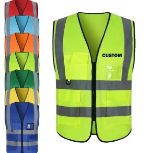 Reflective Safety Clothing Sanitation Workers Clothes for Road Construction Safety Security Vest Custom logo With Pockets