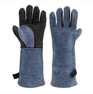 16'' TIG Welding BBQ Gloves Extended Cowhide Leather Welder Gloves Insulated Anti-scalding for Barbecue Fireplace MIG Welder