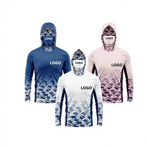 Men Women Plus Size Custom Design Quick Dry Waterproof Breathable Long Sleeve Mask Hooded SPF 50 UV Protection Fishing Shirts