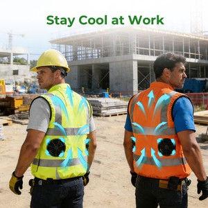 Cooling Fan Safety Vest for Construction Workers USB Air Conditioning Work Vest Dual Fan Summer Cooling Workwear