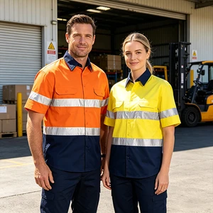 High Visibility Reflective Safety Work Shirt Industrial Mining Welding Workshop Worker Traffic Engineer Factory Hi Vis Workwear