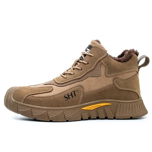 New Winter Work Safety Shoes Anti-Impact Anti-Puncture Protection Warm Fleece PVC Insole Rubber Band Welding for Industrial Use