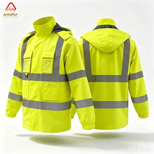 Hi-Vis ANSI Class 3 Waterproof Reflective Safety Rain Suit with 2 Patch Pockets and Customized Logo