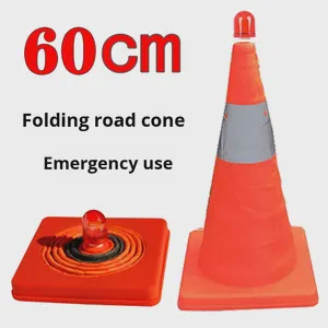 Car Retractable Folding Triangular Reflective Portable Traffic Emergency Parking Warning Triangle Oxford Material Orange
