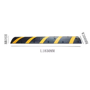 1830*300*50mm New Arrive Yellow+Black Durable Traffic Rubber Road Speed Hump Safety